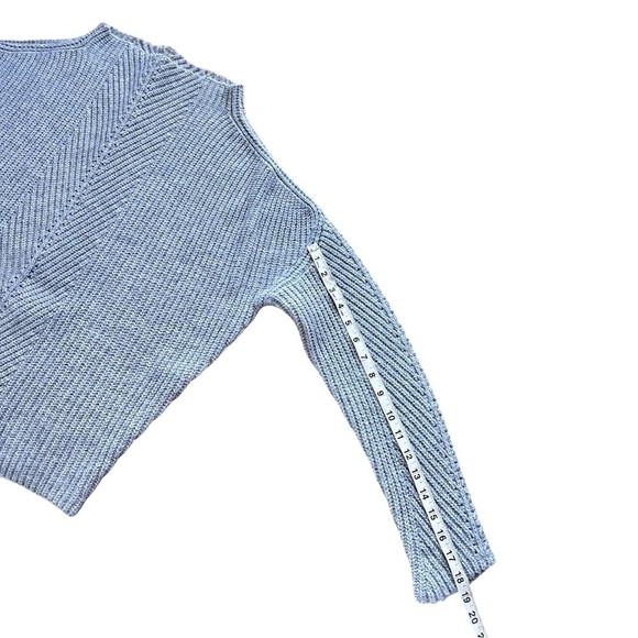 Maje Wool Blend Mock Neck Grey Ribbed Sweater - Picture 4 of 7